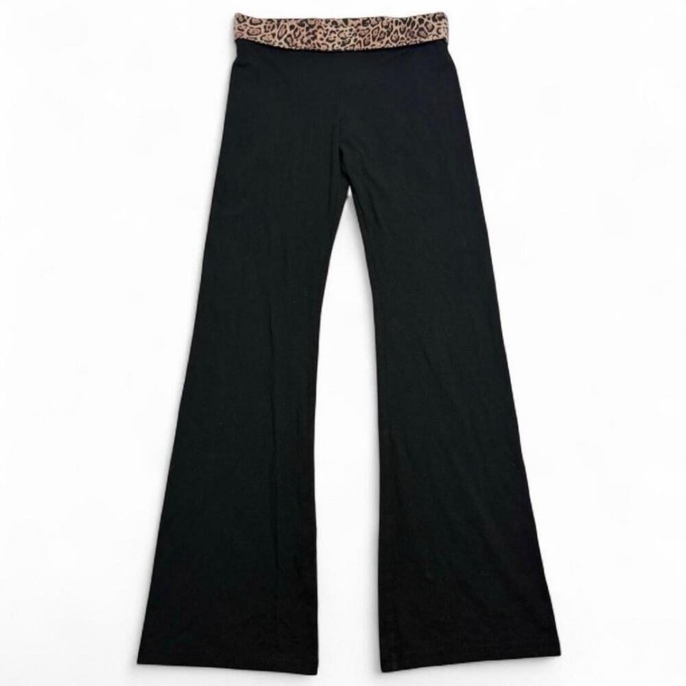 Y2K Fold Over flared leggings leopard print Victoria’s Secret low rise size M